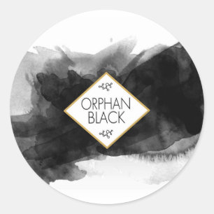 Sticker Rond Aquarelle noire noire orpheline