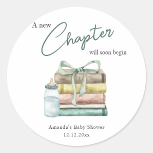 Sticker Rond Aquarelle Nouveau Baby shower de chapitre