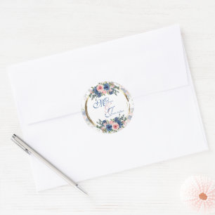 Sticker Rond Aquarelle Nuit et Blush Mariage
