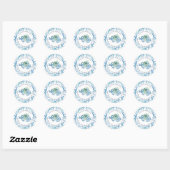 Sticker Rond Aquarelle Octopus Adresse de retour Classic (Feuille)