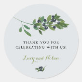 Sticker Rond Aquarelle Olive Orchard Branche Mariage Grey (Devant)
