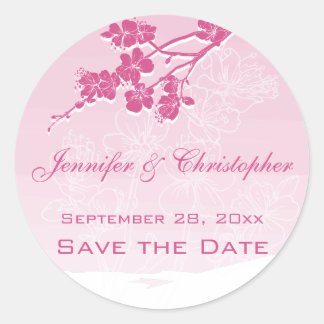 Sticker Rond Aquarelle Ombre Rose Spring Blossom Enregistrer la