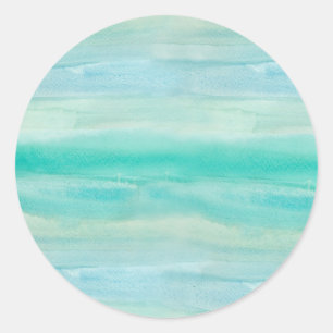 Sticker Rond Aquarelle Ombre turquoise