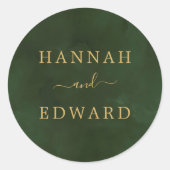 Sticker Rond Aquarelle or et vert (Devant)