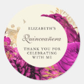 Sticker Rond Aquarelle Or Roses Rose Quinceañera (Devant)