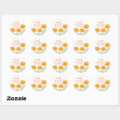 Sticker Rond Aquarelle orange brûlée cosmos fleurs espoir citat (Feuille)