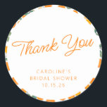 Sticker Rond Aquarelle Orange Citrus Douche personnalisée Merci<br><div class="desc">Aquarelle Orange Citrus Douche personnalisée Merci classique rond Sticker</div>