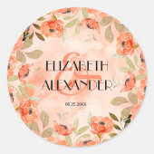 Sticker Rond Aquarelle Orange Floral Mariage (Devant)