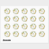 Sticker Rond Aquarelle Orange Fruit Mariage botanique (Feuille)