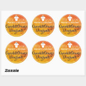 Sticker Rond Aquarelle orange Moderne Cupcake Pâtisserie Étique (Feuille)