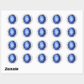 Sticker Rond Aquarelle originale Royal Sapphire (Feuille)
