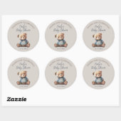 Sticker Rond Aquarelle Ours Baby shower Brown moderne (Feuille)