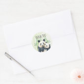 Sticker Rond Aquarelle Panda Ours Maman & Bébé en Bambou (Enveloppe)