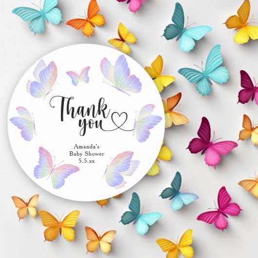 Sticker Rond Aquarelle Papillon merci