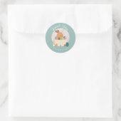 Sticker Rond Aquarelle Pâques Panier Lapin Merci Anniversaire (Sac)