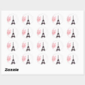 Sticker Rond Aquarelle Paris Eiffel Tour Cherry Blossom (Feuille)