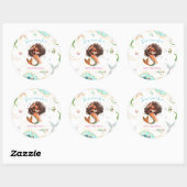 Sticker Rond Aquarelle Parties scintillant Sirène Anniversaire (Feuille)