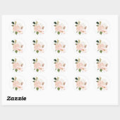 Sticker Rond Aquarelle Pastel Blush Rose Floral (Feuille)
