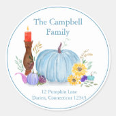 Sticker Rond Aquarelle Pastel Citrouille, Automne (Devant)