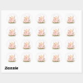 Sticker Rond Aquarelle Pastel Cute Bunnies Pâques (Feuille)