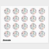 Sticker Rond Aquarelle Pastel douce (Feuille)