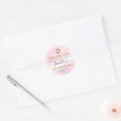 Sticker Rond Aquarelle Pastel Pink Gold Bat mitzvah Merci (Enveloppe)