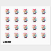 Sticker Rond Aquarelle Pâte Art Cute Kitten Splatt Peinture (Feuille)