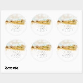 Sticker Rond Aquarelle Paysage Mariage Automne Gold ID786 (Feuille)