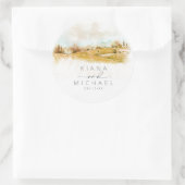 Sticker Rond Aquarelle Paysage Mariage Automne Gold ID786 (Sac)