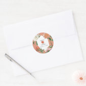 Sticker Rond Aquarelle Peach Pink Peonies Mariage (Enveloppe)