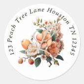 Sticker Rond Aquarelle Peach Sage Green Floral Adresse (Devant)