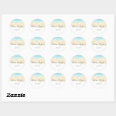 Sticker Rond Aquarelle Peinte à la main Plage mariage Faveurs (Feuille)
