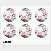 Sticker Rond Aquarelle Peinture De Fleur De Lotus (Feuille)