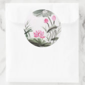 Sticker Rond Aquarelle Peinture De Fleur De Lotus (Sac)