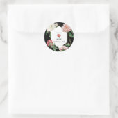 Sticker Rond Aquarelle Peonies rose Fleurs Mariage Noir (Sac)