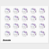 Sticker Rond Aquarelle Peony Fleurs Merci Mariage Faveur (Feuille)