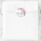 Sticker Rond Aquarelle Peony Fleurs Merci Mariage Faveur (Sac)