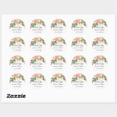 Sticker Rond Aquarelle Peony Fleurs Merci Mariage Faveur C (Feuille)