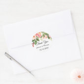 Sticker Rond Aquarelle Peony Fleurs Merci Mariage Faveur C (Enveloppe)