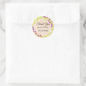 Sticker Rond Aquarelle Peony Fleurs Merci Mariage Faveur C (Sac)