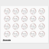 Sticker Rond Aquarelle Peony Fleurs Merci Mariage Faveur C (Feuille)