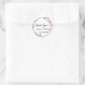 Sticker Rond Aquarelle Peony Fleurs Merci Mariage Faveur C (Sac)