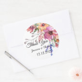 Sticker Rond Aquarelle Peony Fleurs Merci Mariage Faveur C (Enveloppe)
