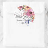 Sticker Rond Aquarelle Peony Fleurs Merci Mariage Faveur C (Sac)