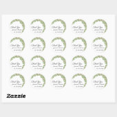 Sticker Rond Aquarelle Peony Fleurs Merci Mariage Faveur C (Feuille)