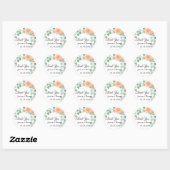 Sticker Rond Aquarelle Peony Fleurs Merci Mariage Faveur C (Feuille)