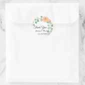 Sticker Rond Aquarelle Peony Fleurs Merci Mariage Faveur C (Sac)