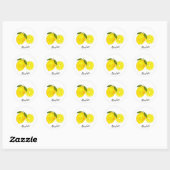 Sticker Rond Aquarelle personnalisée Citron jaune (Feuille)