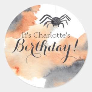 Sticker Rond Aquarelle personnalisée Cute Halloween Anniversair