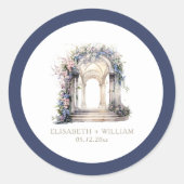 Sticker Rond Aquarelle personnalisée Mariage Arche florale (Devant)